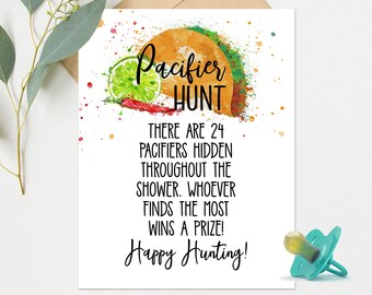 Fiesta Baby Shower Game - Pacifier Hunt - Binky - Chupie - printable - ACTUALLY FUN shower games - Taco Bout Love Baby Southwestern Shower