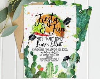 Fiesta Taco Bar Invitation | Printable Graduation Invitations |   Graduation Celebration | Taco Party | Southwestern |  Graduate TGRD20