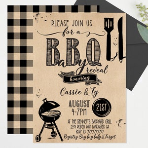 BabyQ Baby Shower Invitation, Gender Reveal, Bun in the Oven, Baby BBQ invite, Country, Rustic, Spring, Summer, Fall, DIY Printable