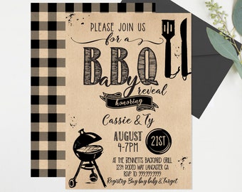 BabyQ Baby Shower Invitation, Gender Reveal, Bun in the Oven, Baby BBQ invite, Country, Rustic, Spring, Summer, Fall, DIY Printable