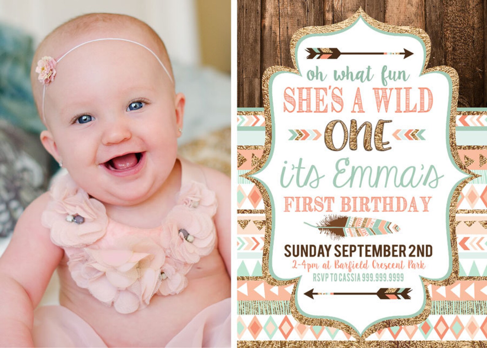 Wild One Invitation Wild One Birthday Invitation 1st Coral Etsy