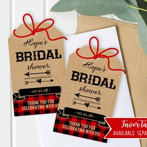 Buffalo Plaid Bridal Shower Invitation Rustic Shower Invites Flannel Lumberjack Wedding Shower Invitation Red Plaid INSTANT Download image 5