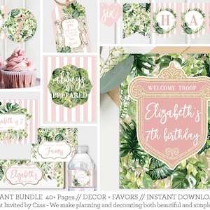 Glamping Troop Beverly Hills Inspired Decorations + Favors - Girls Glamping Birthday, Sleepover Glamping Supplies - G226 - Instant Edit NOW!