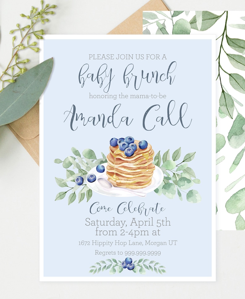 Baby Boy Shower Brunch Invitation Printable Greenery Etsy