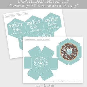 Pregnancy Announcement Donut Box - Printable - Teal Neutral ...