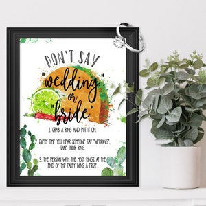 Fiesta Bridal Shower Game Don't Say Wedding / Bride Ring Game printable ACTUALLY FUN shower games Taco Bout Love Southwestern TB121 image 8