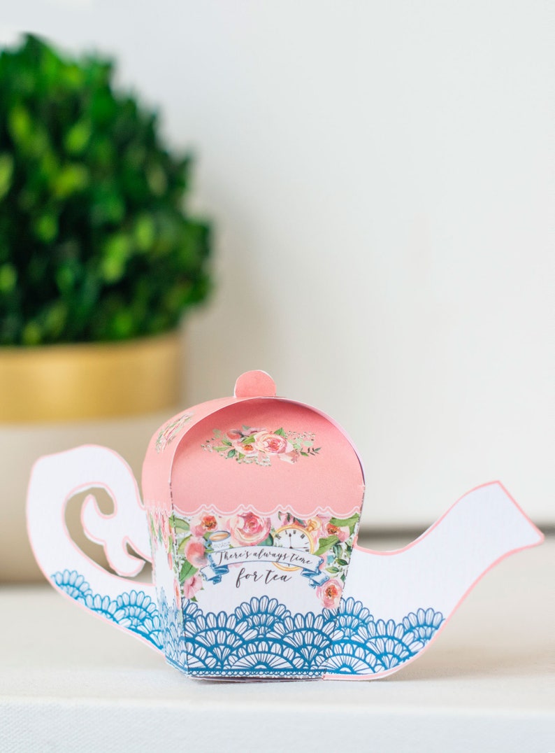 Teapot Favor Boxes INSTANT Download Birthday Bridal Shower Favors Tea Favor Boxes Tea Party Favors Alice in Wonderland C117 image 2