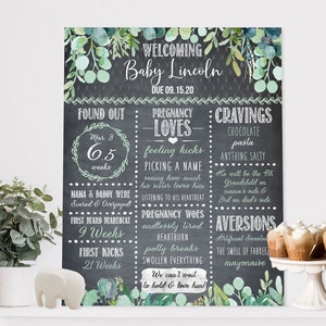 Baby Shower Board / Gender Neutral Pregnancy Stat Board / Eucalyptus Baby Shower Chalkboard / Nursery Decor / Baby Shower Welcome Sign FH72 image 2