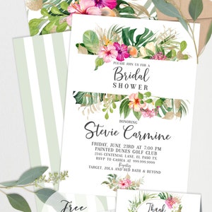 INSTANT DOWNLOAD Gold Floral Palm Tropical Bridal Shower Invitation Floral Luau Bridal Shower Hawaiian Bridal Shower PL19 image 4