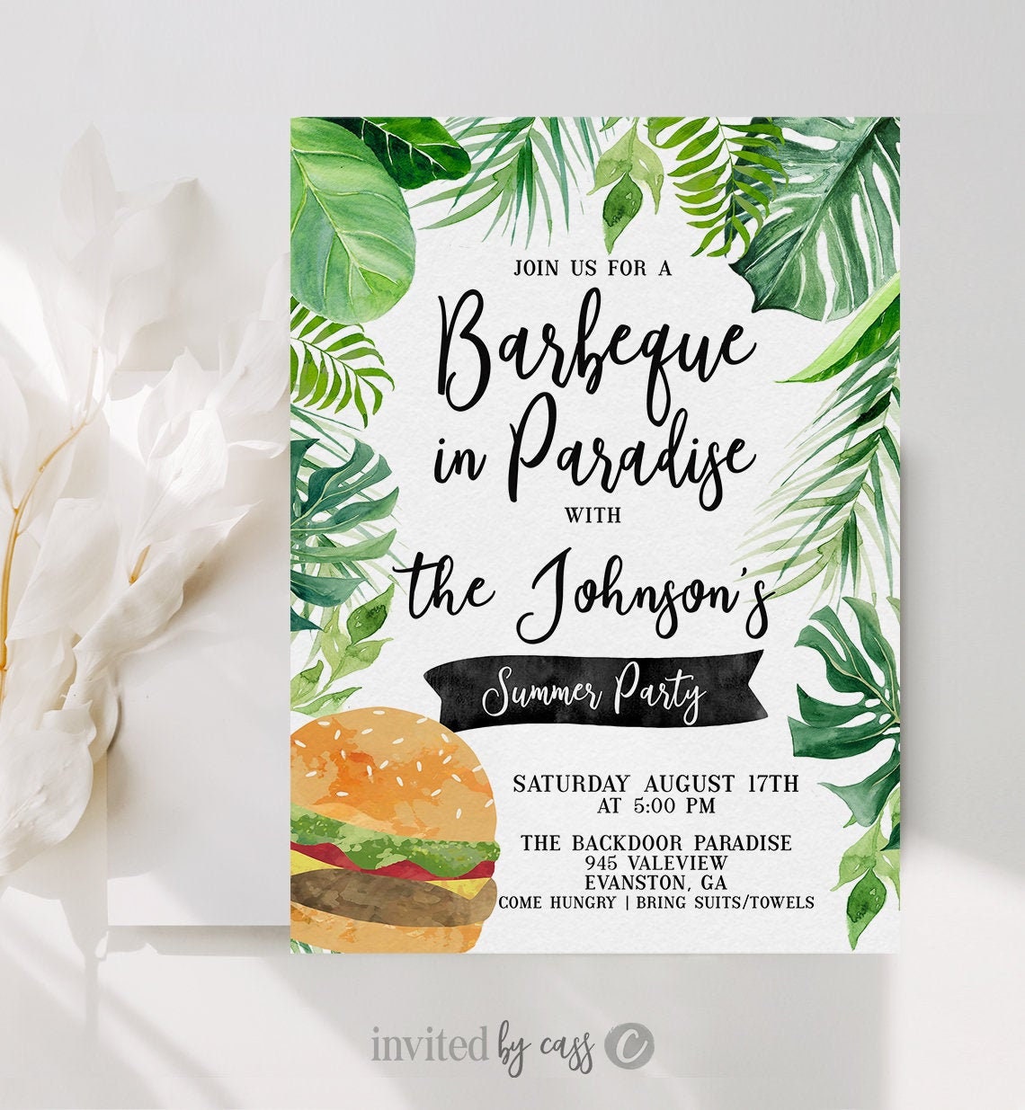 BBQ Invitations Burgers in Paradise Barbeque Birthday BBQ Etsy España
