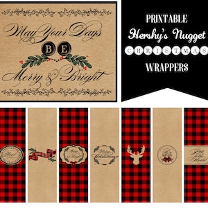 Christmas Nugget Wrappers, Chocolate, Christmas neighbor gifts Printable Instant Download buffalo plaid Christmas image 1