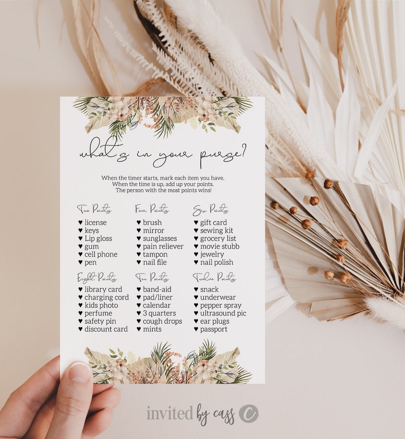 What's in Your Purse Baby Shower Game, Desert Baby Shower, Easy Shower ...