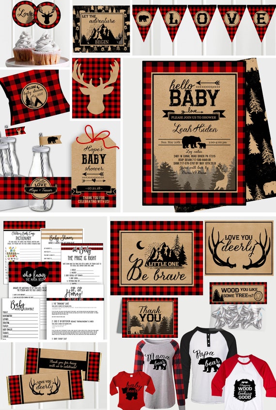 BUNDLE Buffalo Plaid Baby Shower Invitation Rustic Boy Baby Shower Invitation Decor Lumberjack Baby Shower Invitation Red Plaid Etsy Canada