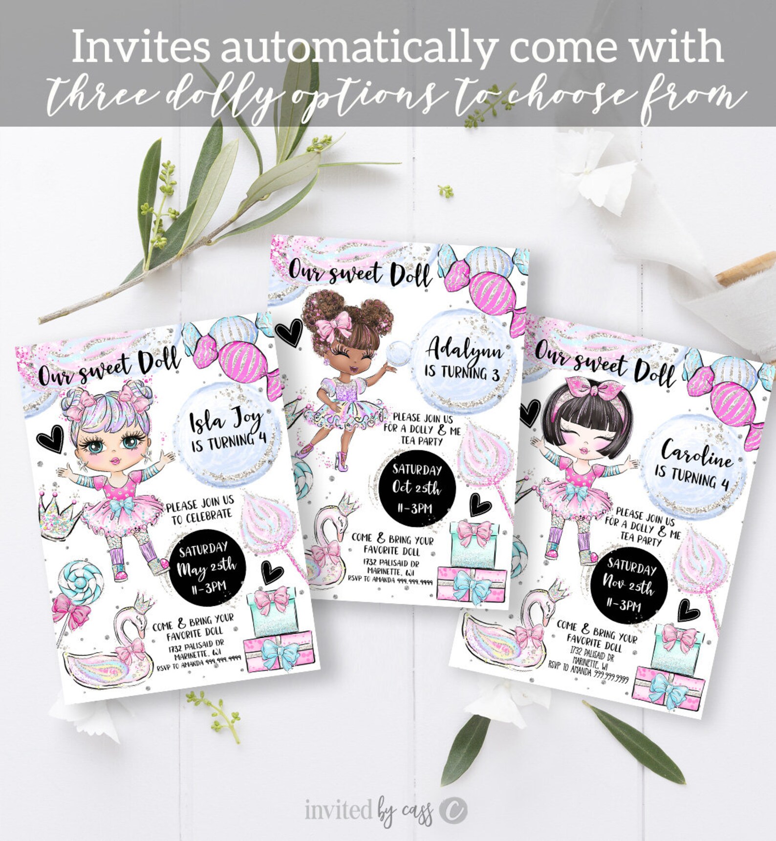 Editable Baby Doll Birthday Invitation Dolly &amp; Me Party - Etsy