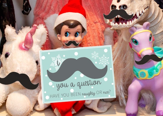 Christmas Elf Props - Christmas activity, elf ideas, I mustache you a question, Printable Elf Activity - Elf Printable - Instant Download Il_570xn