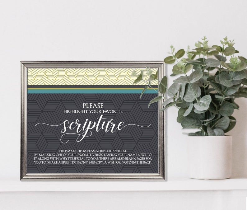 BAPTISM GIFT Guest Book Sign Printable Boys Highlight Etsy