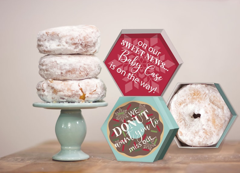 Christmas Pregnancy Announcement Donut Box Printable - Etsy