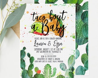 Fiesta Baby Shower Invitation - Cactus, Taco Bout Love Baby, Gender Reveal Shower - Couples Southwestern Shower, Taco Tuesday Gender Neutral