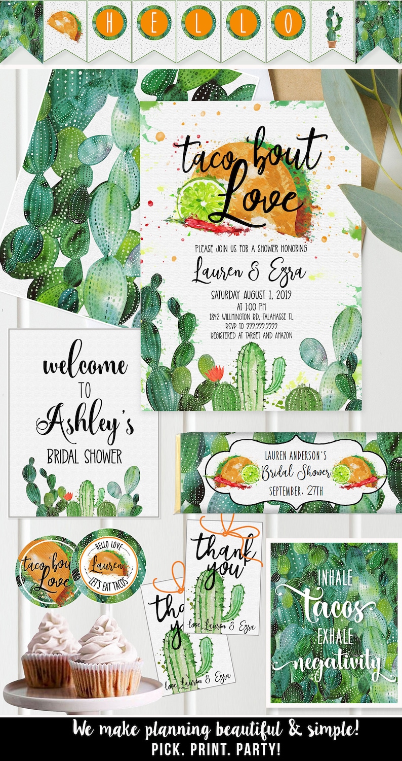 HUGE BUNDLE Taco Bridal Shower Invitation Decor Cactus, Taco Bout Love Shower, Fiesta Bridal Shower, Southwestern, Taco Tuesday TB121 image 7