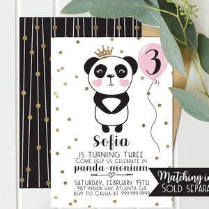 Panda Party Bundle Pink Panda Birthday Party Printable Decorations Set Instant Download Printable Girls Birthday Panda Princess image 3