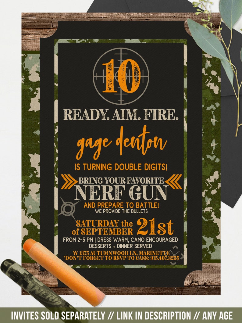 Nerf Army Birthday Party Ideas, Game, Mission Scavenger Hunt, Nerf Boys birthday, any age Tween, Nerf War, Instant Download, NCA10 image 3