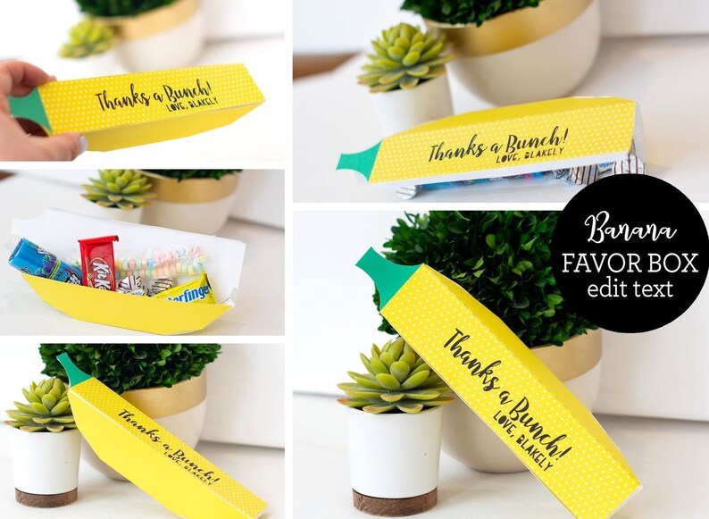 Banana Favor Boxes INSTANT Download Birthday Favors Etsy UK