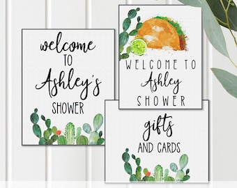 3 Fully Editable Shower Signs - Add ANY text you like, Fiesta Taco Shower, 8x10in pdf's - Add your own text  PL19