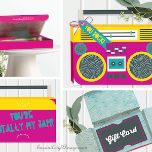 Portatarjetas de regalo DIY estilo boombox retro de los años 90 - Descarga e impresión instantáneas - Caja de regalo - Sobre para tarjetas de regalo - Nostalgia - Portamonedas - Agradecimiento