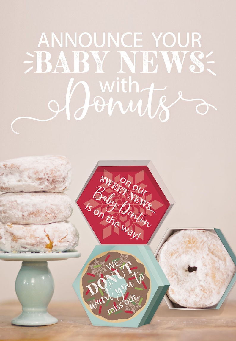 Christmas Pregnancy Announcement Donut Box Printable - Etsy