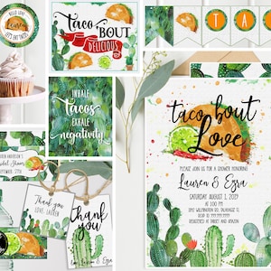 HUGE BUNDLE Taco Bridal Shower Invitation Decor Cactus, Taco Bout Love Shower, Fiesta Bridal Shower, Southwestern, Taco Tuesday TB121 image 1