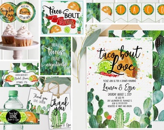 HUGE BUNDLE Taco Bridal Shower Invitation + Decor - Cactus, Taco Bout Love Shower, Fiesta Bridal Shower, Southwestern, Taco Tuesday TB121