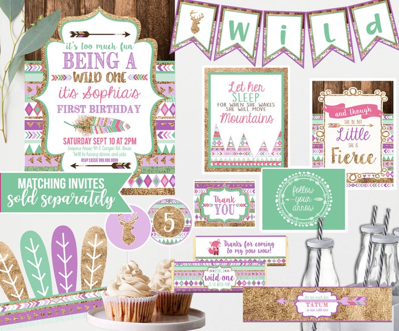 Tribal Wild One Birthday Decorations Printable for ANY Age - Etsy