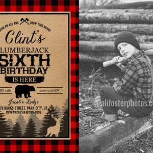 Lumberjack first birthday invites Photo Buffalo Plaid Lumberjack birthday Printable Invite Digital Download image 5