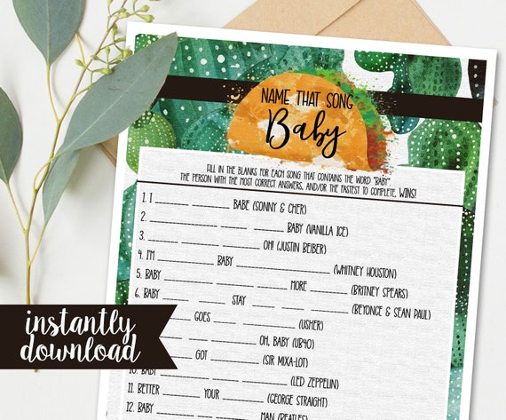 Fiesta Baby Shower Game Name That Baby Tune Printable Actually
