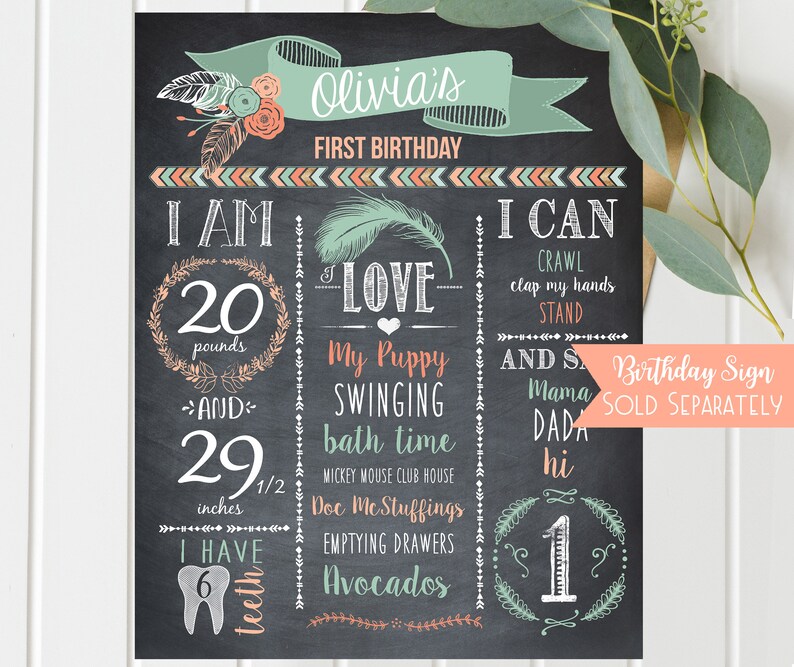 First Birthday Photo Banner Girls 1st Coral and gold Wild One Birthday Instant Download imagen 2