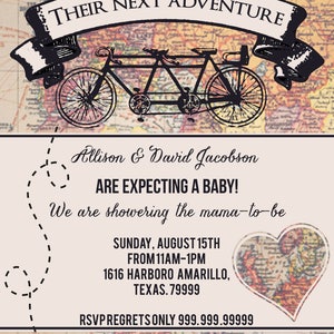 Neutral Baby Shower Invites Rustic Bicycle Vintage invitations Neutral Baby Shower Instant Download image 3