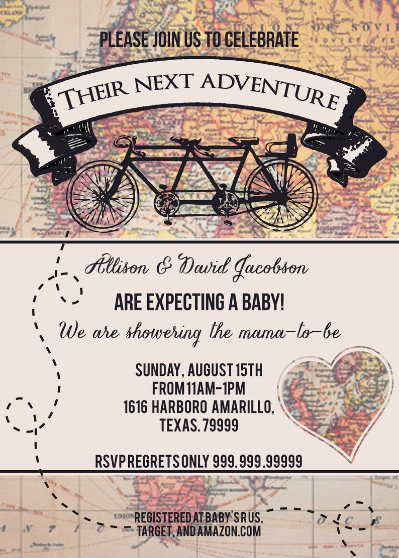 Neutral Baby Shower Invites Rustic Bicycle Vintage invitations Neutral Baby Shower Instant Download image 3