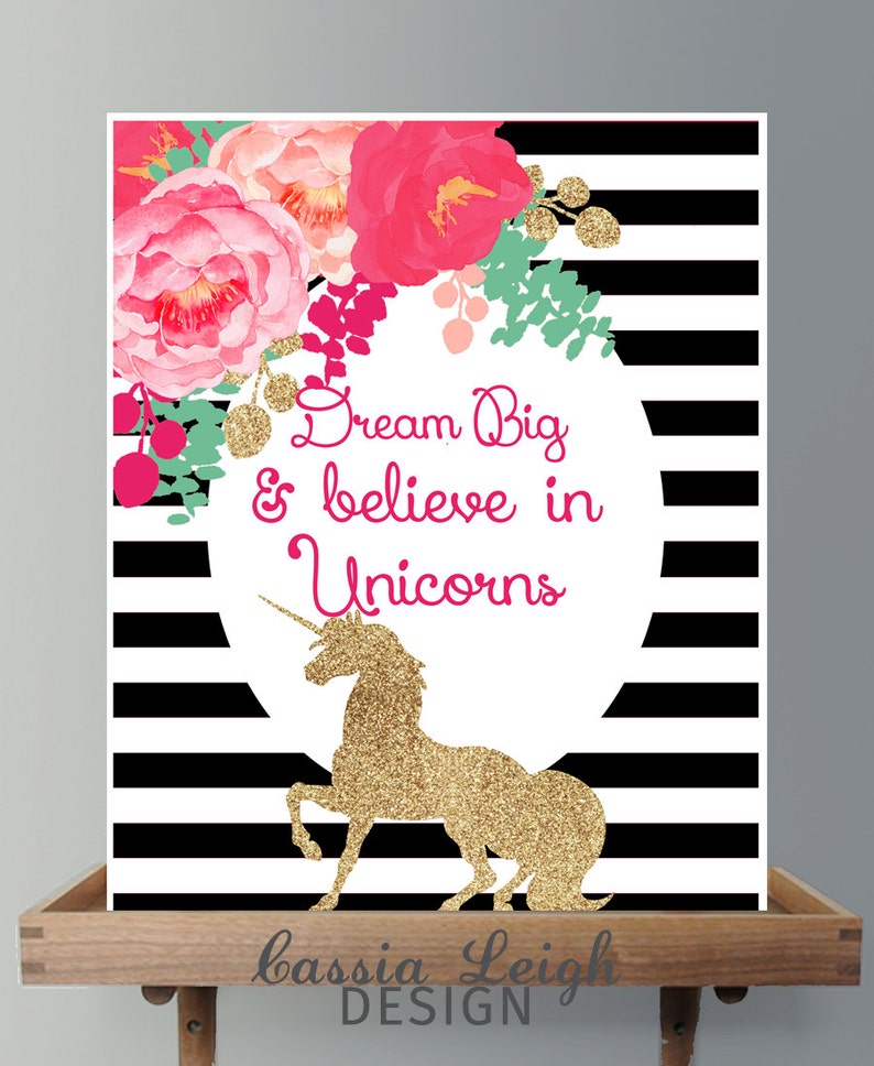 Dream Big and Believe in Unicorns Printable Wall Art Girls - Etsy
