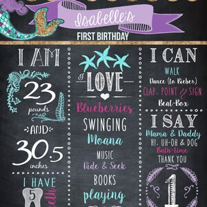 Mermaid Birthday Chalkboard Sign Purple and Teal Mermaid Birthday Party Custom Digital Download image 3