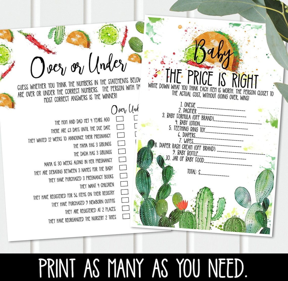 Fiesta Baby Shower Games Over 16 printable ACTUALLY FUN Etsy