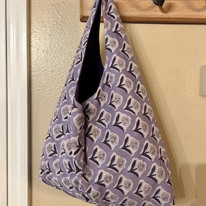 slouchy hobo bag- purple flower indian block