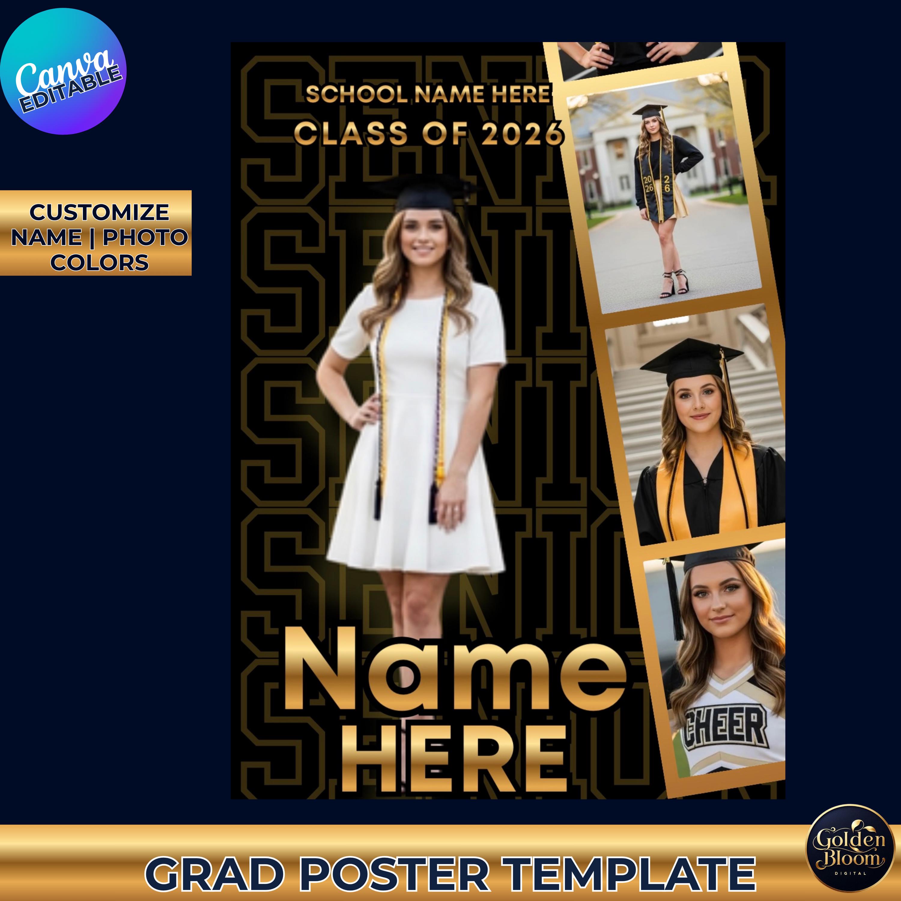 Editable Canva Graduation Poster Template, Class of 2026 Grad Party ...