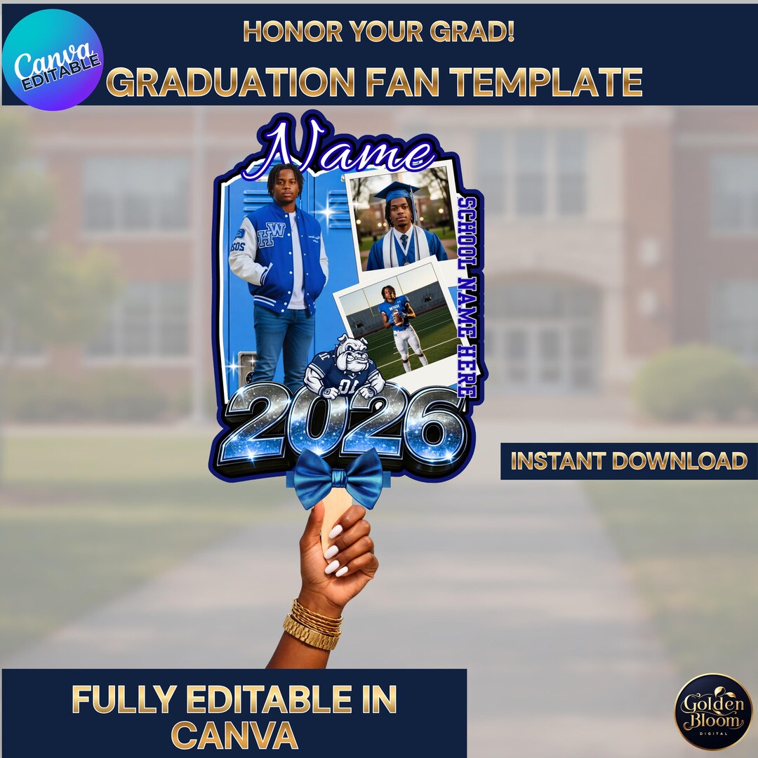Editable Graduation Fan Template | Class of 2026 Party Decor | Digital ...
