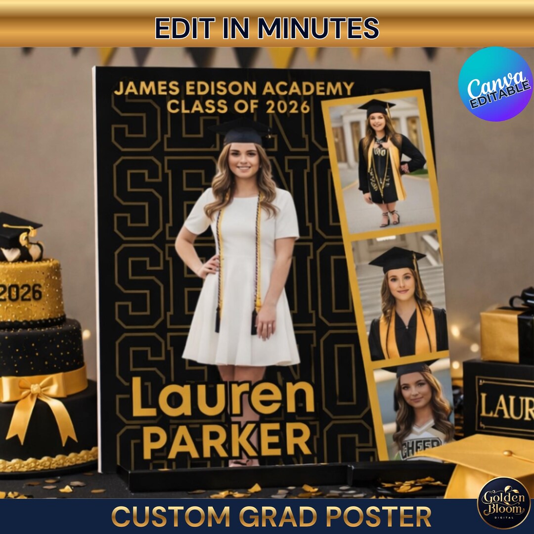 Editable Canva Graduation Poster Template, Class of 2026 Grad Party ...