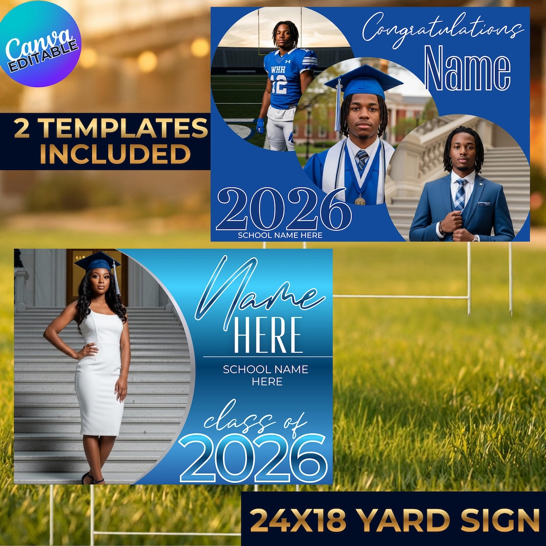 Editable Graduation Yard Sign Bundle 24x18, Printable Grad Party Decor ...