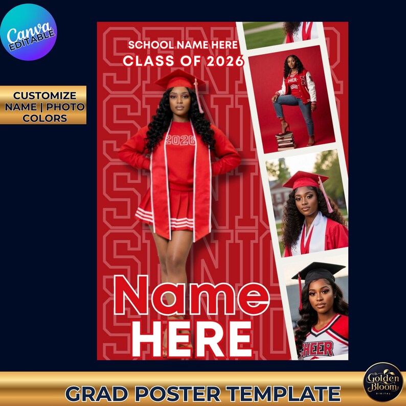 Editable Canva Graduation Poster Template, Class of 2026 Grad Party ...