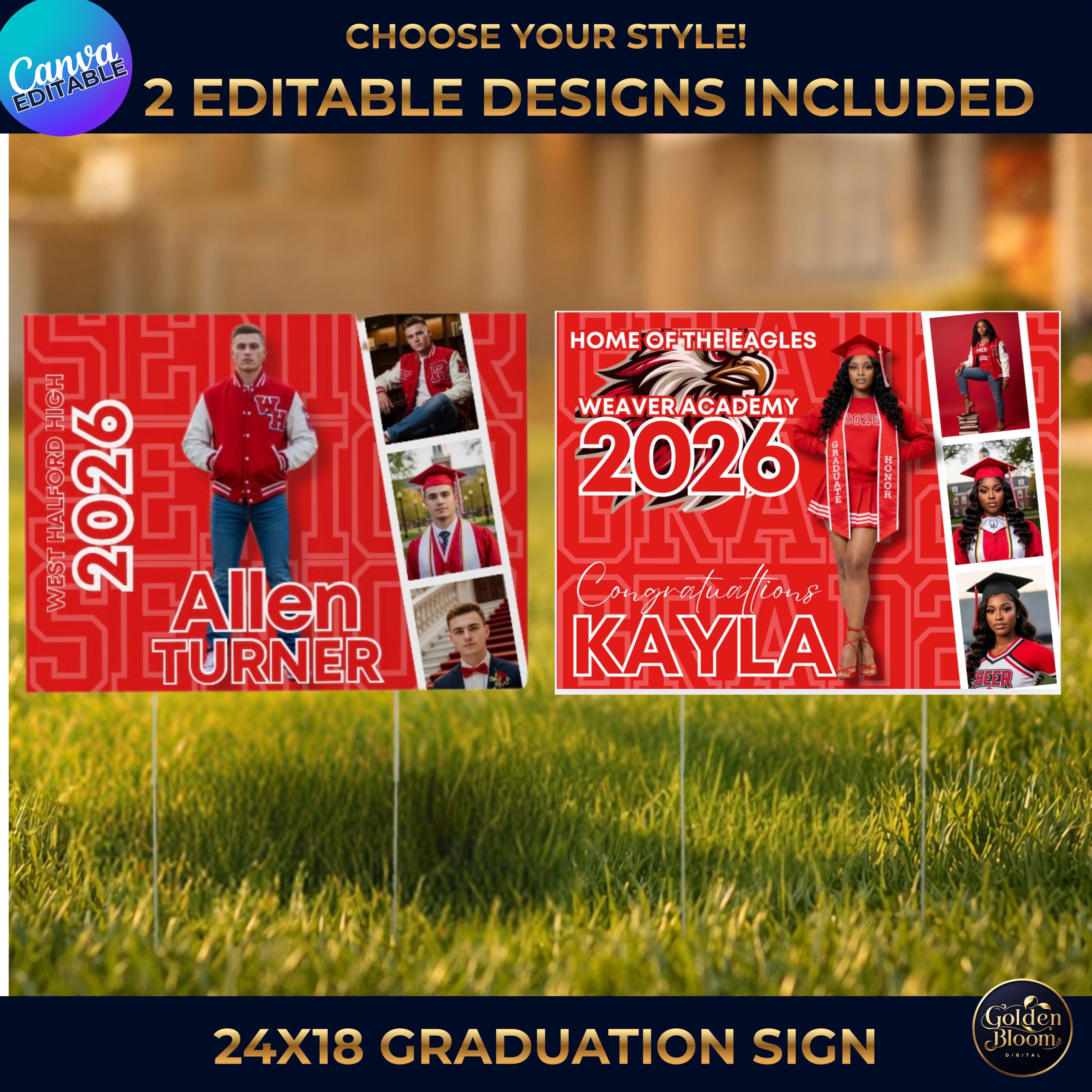 Class of 2026 Graduation Yard Sign Template | Editable Grad Party Decor ...