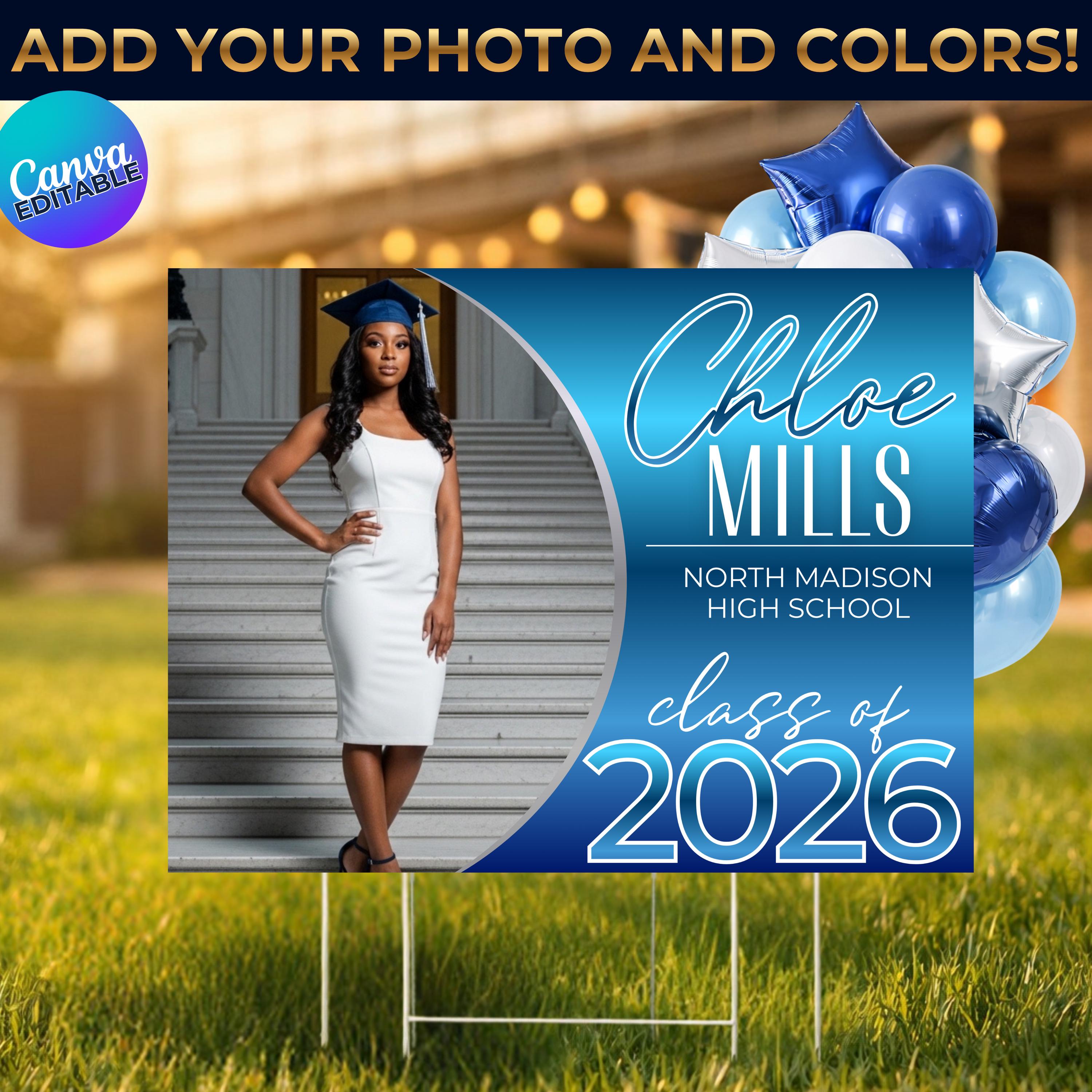 Editable Graduation Yard Sign Bundle 24x18, Printable Grad Party Decor ...