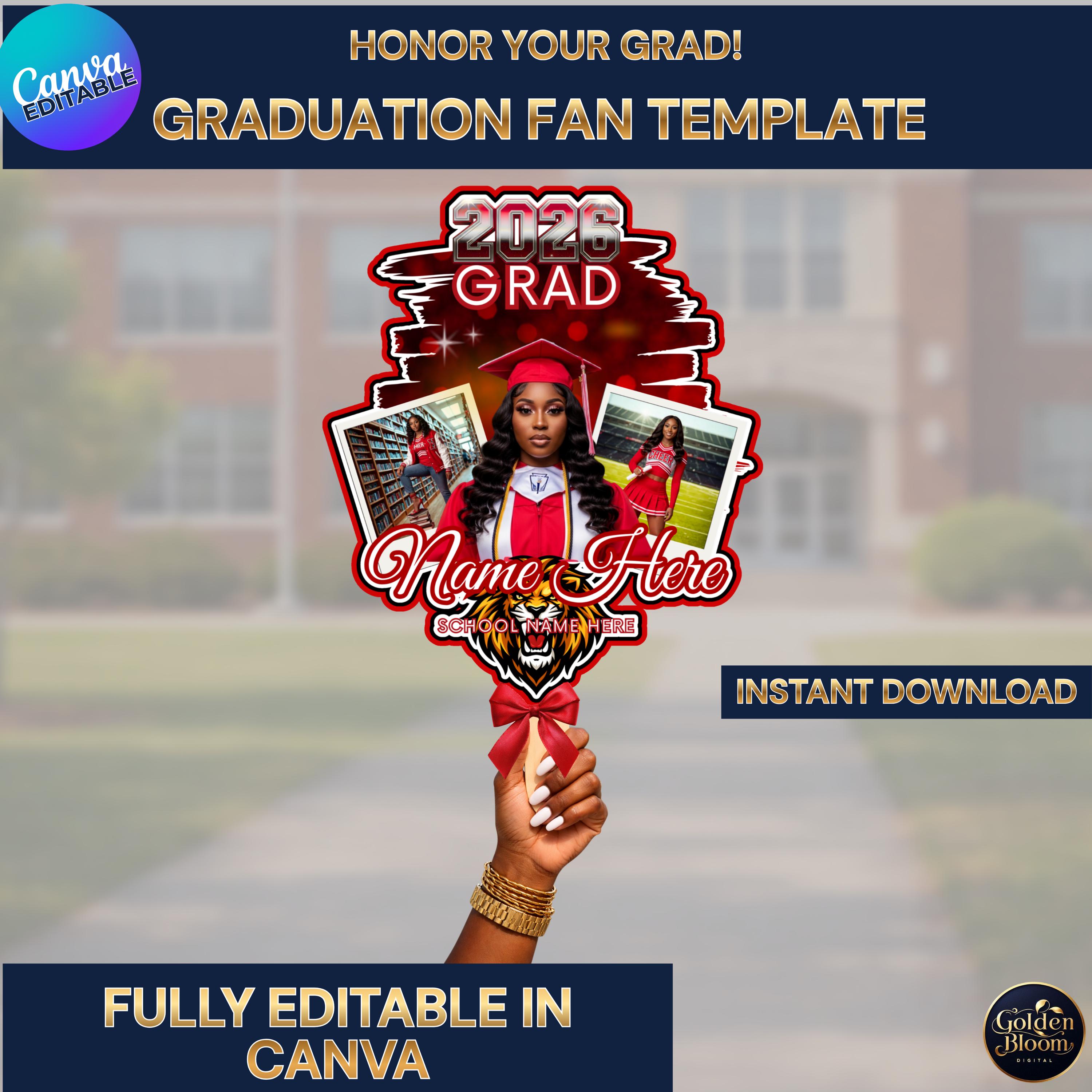Custom Grad Fan Template | Editable Canva Photo Fan | Class of 2026 ...