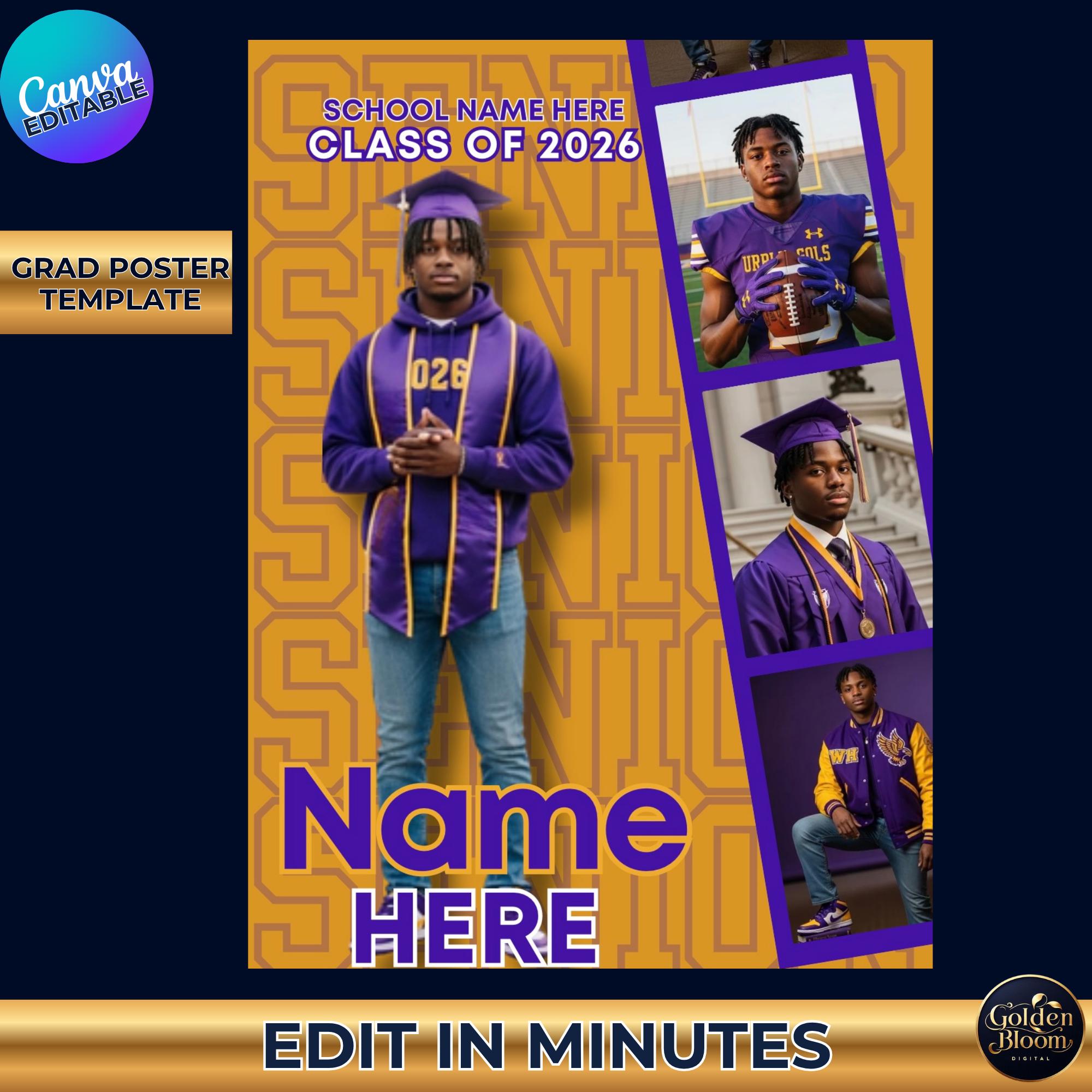 Editable Canva Graduation Poster Template, Class of 2026 Grad Party ...